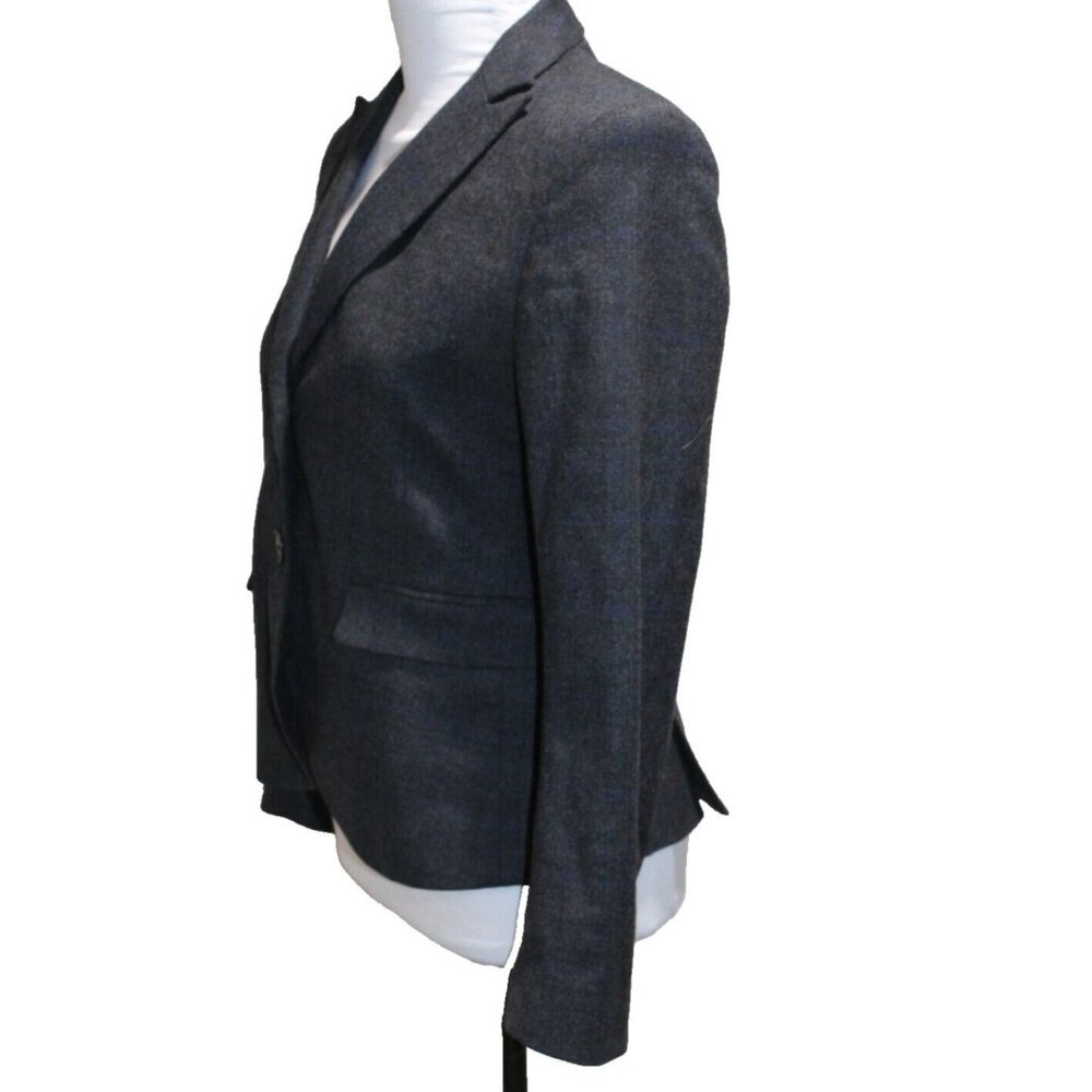Theory Coat Womens 2 Button Up Blend Wool Blazer Gray Plaid Made USA Pockets 6 - Picture 4 of 6